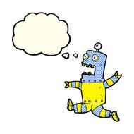 cartoon terrified robot with thought bubble N5