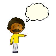 cartoon man with mustache pointing thought bubble N16