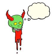 cartoon spooky halloween skull with thought bubble N5