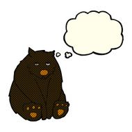 cartoon unhappy black bear with thought bubble N5