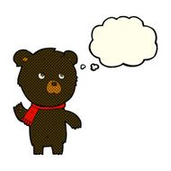 cartoon cute black bear with thought bubble N29