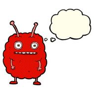 cartoon funny alien monster with thought bubble N4