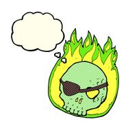 cartoon skull with eye patch thought bubble N5