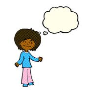 cartoon happy woman with thought bubble N128
