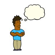 cartoon sulking man with thought bubble N5