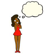 cartoon excited woman with thought bubble N69