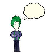 cartoon vampire man with thought bubble N55