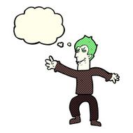 cartoon vampire man with thought bubble N56