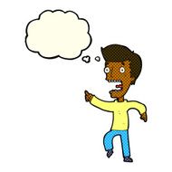 cartoon terrified man with thought bubble N108