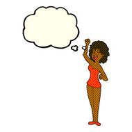 cartoon dancing woman with thought bubble N29