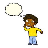 cartoon boy posing for photo with thought bubble N6
