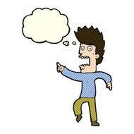 cartoon terrified man with thought bubble N109