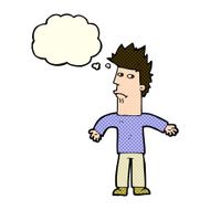cartoon confused man with thought bubble N20