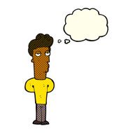 cartoon bored man with thought bubble N18