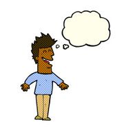 cartoon happy man with thought bubble N231