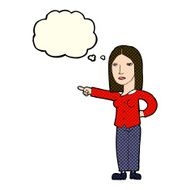 cartoon woman pointing with thought bubble N107
