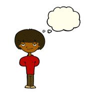 cartoon happy man with thought bubble N232