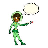 cartoon sci fi girl with thought bubble N5