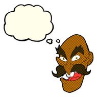 cartoon evil old man face with thought bubble N6