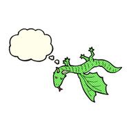 cartoon little dragon with thought bubble N3