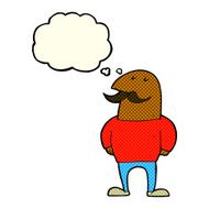 cartoon bald man with mustache thought bubble N9