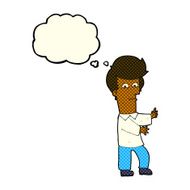 cartoon man gesturing wildly with thought bubble N6