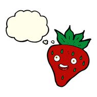 cartoon happy strawberry with thought bubble N3