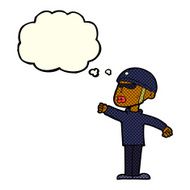 cartoon security guy with thought bubble N6