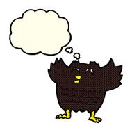 cartoon black bird with thought bubble N5