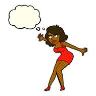 cartoon female spy with thought bubble N16