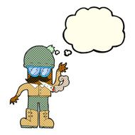 cartoon man smoking pot with thought bubble N6