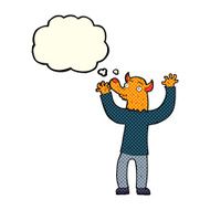 cartoon happy fox man with thought bubble N11