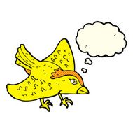cartoon garden bird with thought bubble N17
