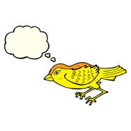 cartoon garden bird with thought bubble N18