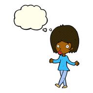 cartoon confused woman with thought bubble N41