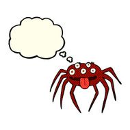 cartoon gross halloween spider with thought bubble N9