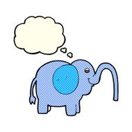 cartoon elephant squirting water with thought bubble N12
