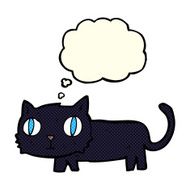 cartoon black cat with thought bubble N17