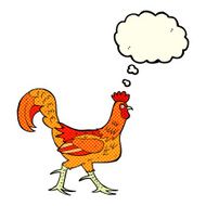 cartoon cockerel with thought bubble N14