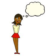 cartoon happy woman with thought bubble N129