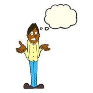 cartoon man shrugging shoulders with thought bubble N15
