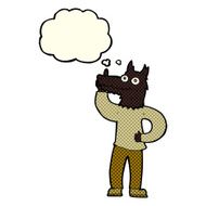 cartoon werewolf with idea thought bubble N2