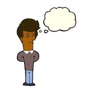 cartoon jaded man with thought bubble N10