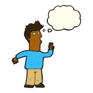 cartoon man signalling with hand thought bubble N3