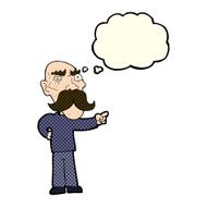 cartoon annoyed old man pointing with thought bubble N5
