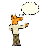 cartoon pointing fox man with thought bubble N3