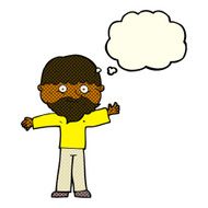 cartoon happy man with beard thought bubble N21