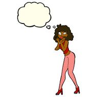 cartoon surprised woman with thought bubble N119
