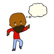 cartoon worried old man pointing with thought bubble N6