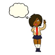 cartoon cool girl giving peace sign with thought bubble N6